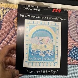 Northwest Vintage Precious Moment Noahs Ark Woven Jacquard Blanket/Throw NWT